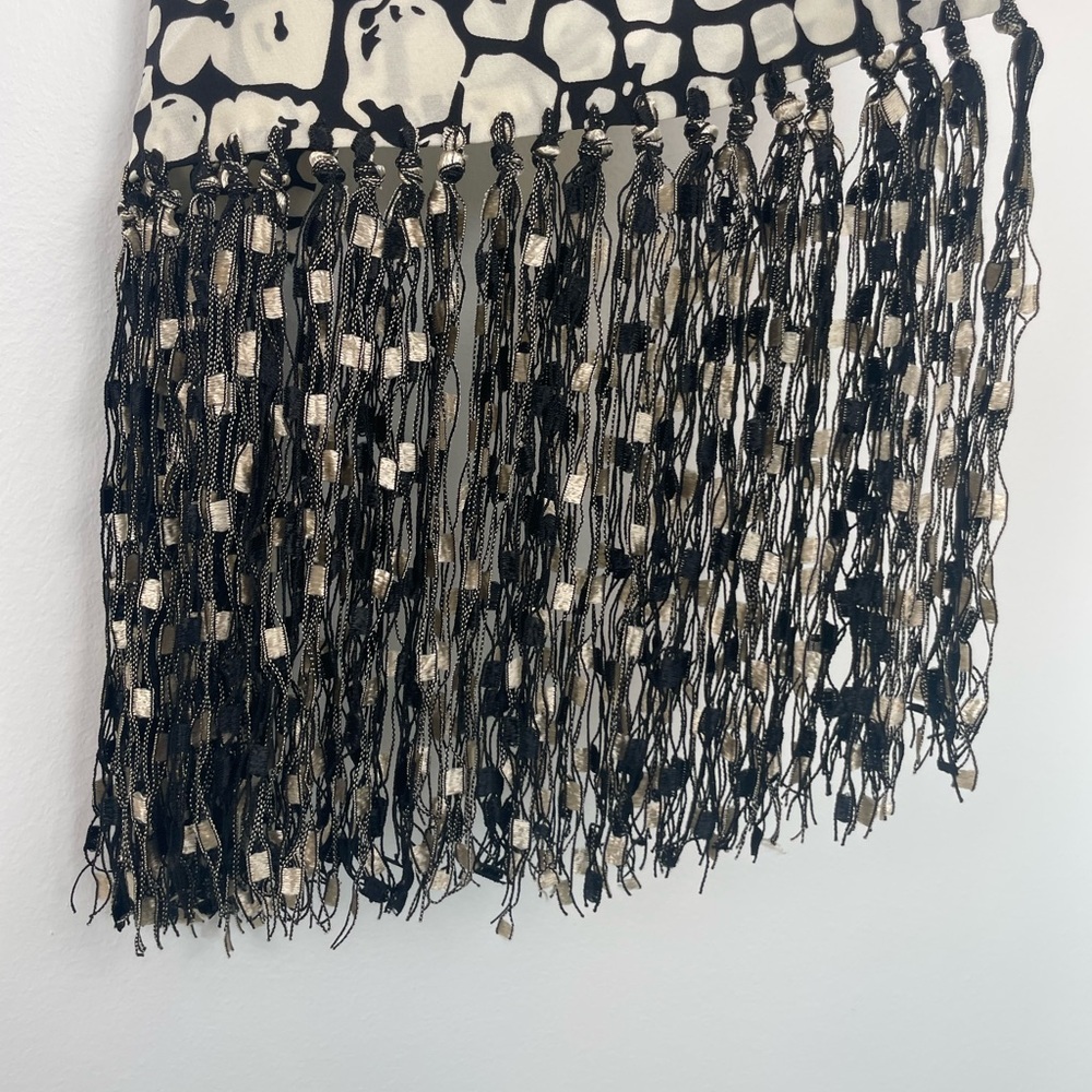 Juliana Collezione Silk Fringe Animal Print Scarf Boho Y2K - Picture 4 of 5